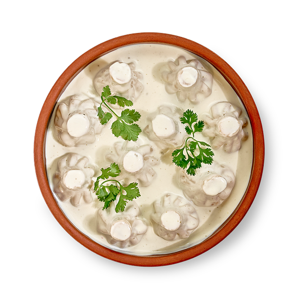 Мини-хинкали с курицей в сырном соусе (10 шт.)