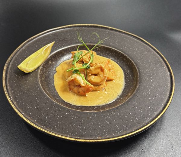 Креветки сливочные с соусом биск