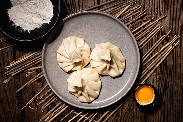 Хинкали с сырным кремом из брынзы и сулугуни