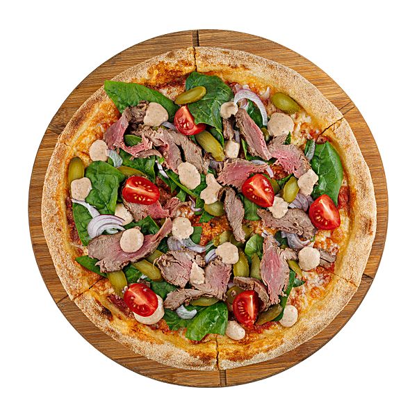 Пицца с ростбифом и соусом Вителло тоннато