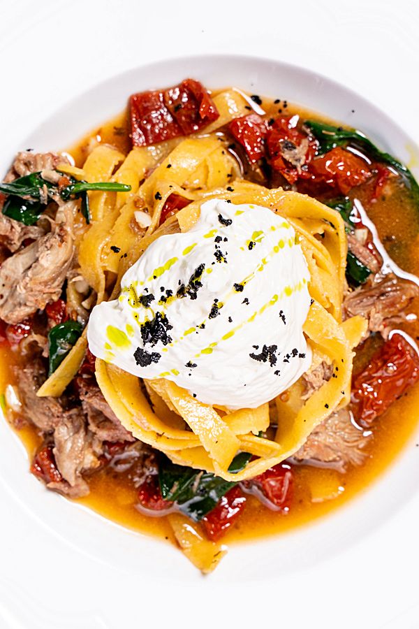 Тальятелле с уткой и муссом пармезан