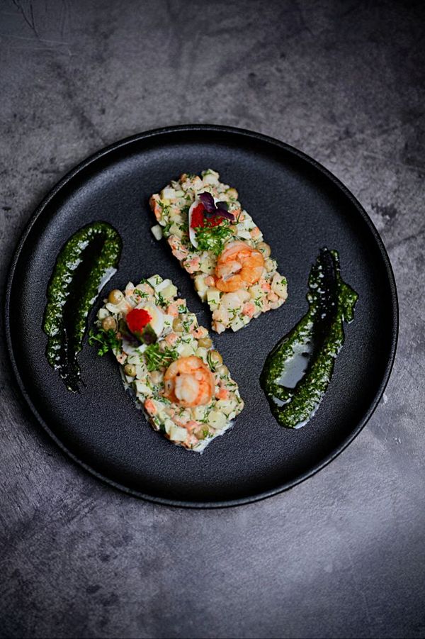 Le`ливье с креветкой