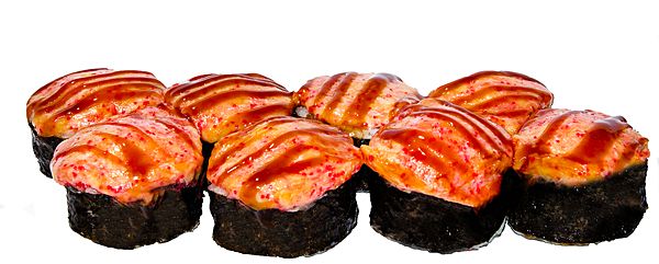 Запечённый с угрём и креветками