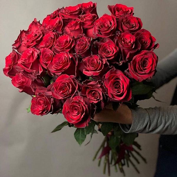 Высокие красные роза под ленту