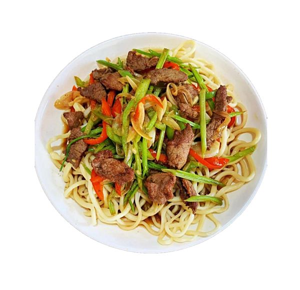 Лагман жареный с курицей