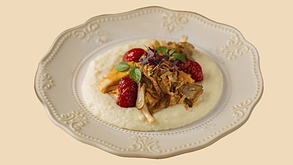 Бефстроганов из говяжьего вымени с вешанками