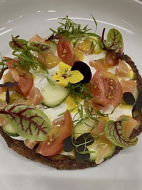 Драник картофельный с лососем и страчателлой