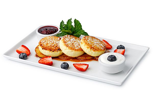 Сырники с карамелизованными яблоками