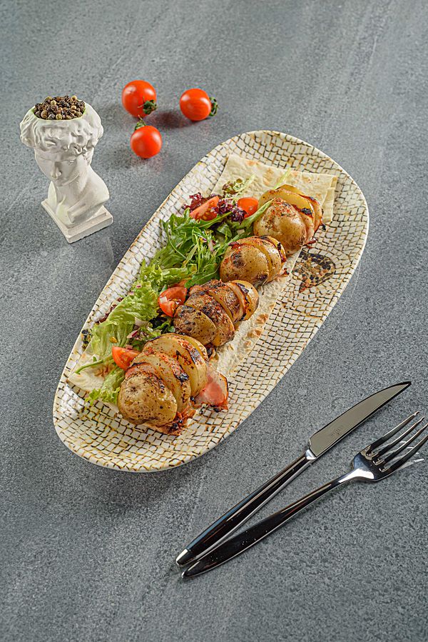 Картофель с салом и зеленью