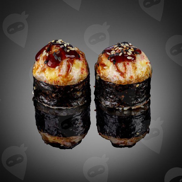 Запеченный с лососем и крабом