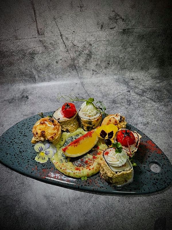 Окунь в нори с песто майонезом