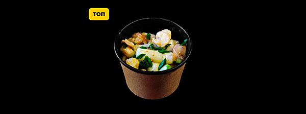 Токпокки с креветкой и цуккини