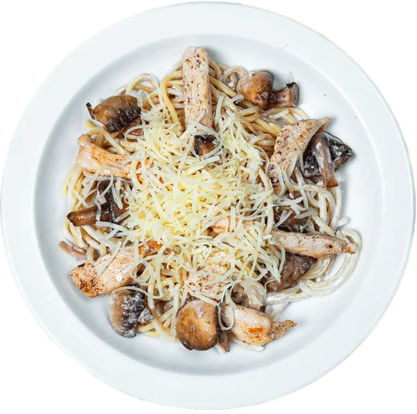 Паста с грибами и курицей