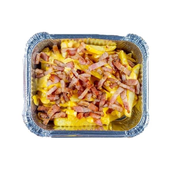 Фри с сырным соусим и беконом