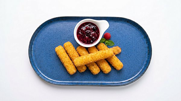 Сырные палочки с ягодным соусом