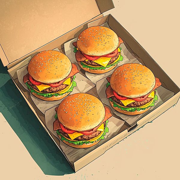 4 больших бургера «Сытый папа