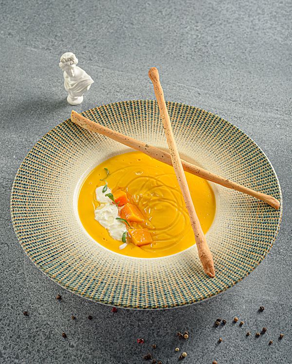 Тыквенный крем суп со страчетеллой