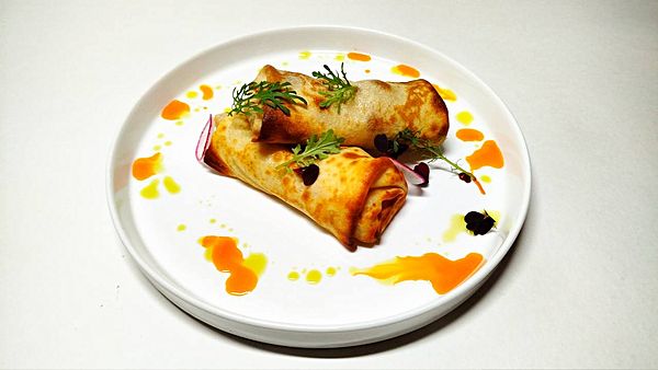 Блины с курицей и грибами
