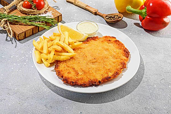Шницель куриный с картошкой фри