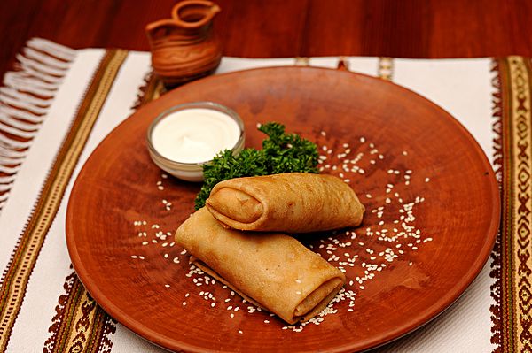 Блины с курицей и грибами