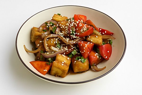 Салат с хрустящими баклажанами