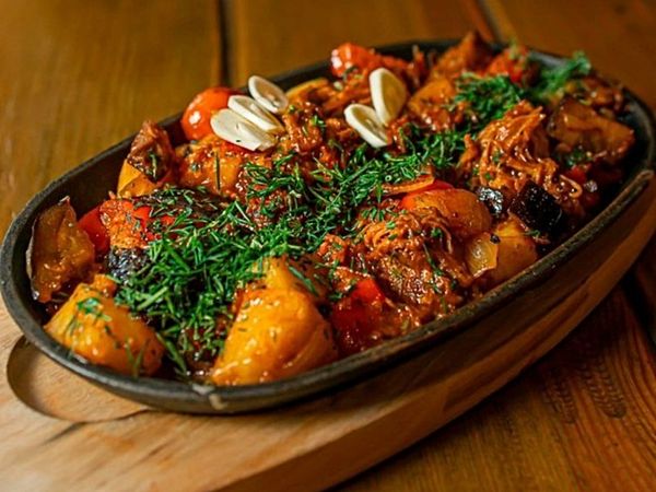 Сковорода Баранина с овощами