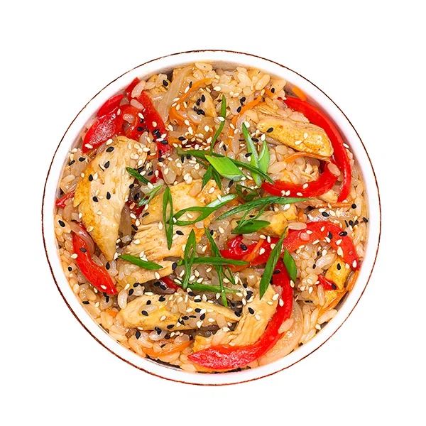 Жареный рис с курицей